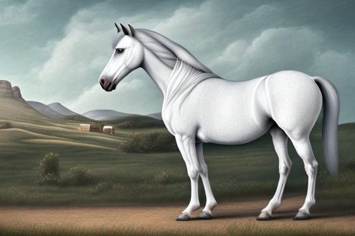 An andalusian horse in a rural landscape in centurion