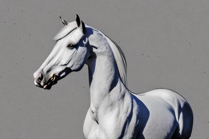 An andalusian horse in a rural setting in delmas