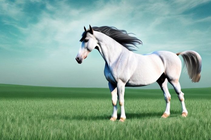 An andalusian horse standing in a field in standerton