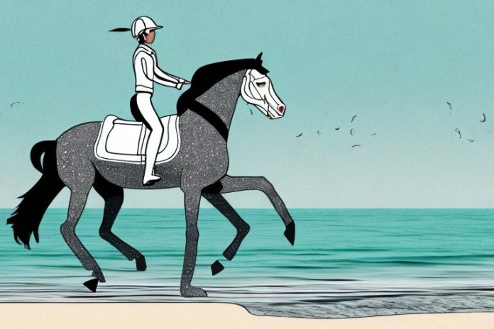 A horse and rider galloping along a beach near port shepstone