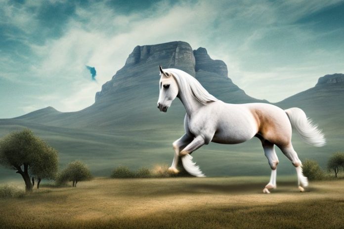 An andalusian horse in a south african landscape