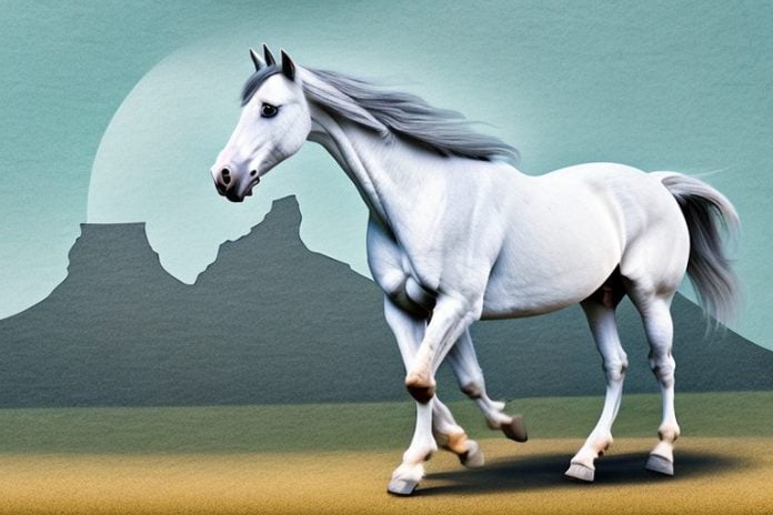 An andalusian horse in a rural south african landscape
