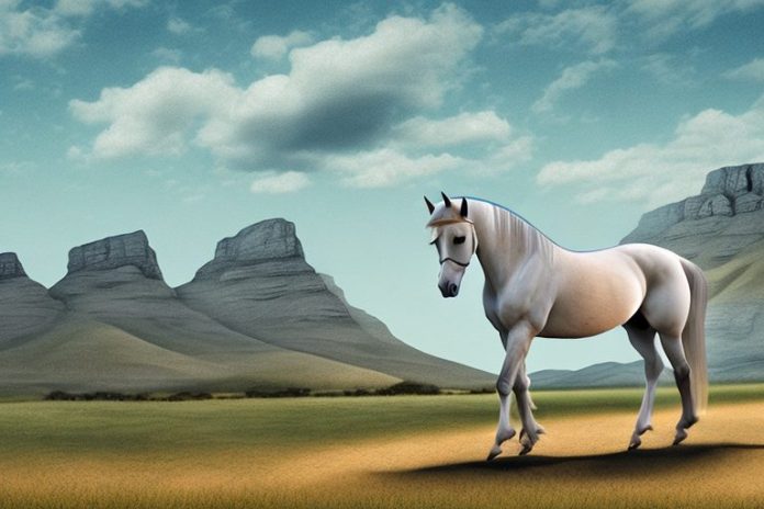An andalusian horse in a rural landscape in the western cape