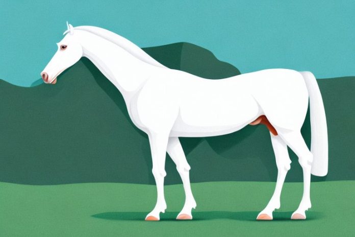 A white andalusian horse in a field in george