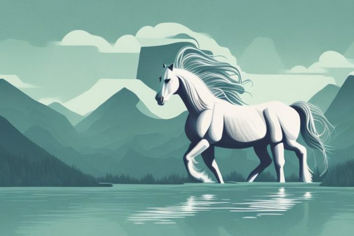 A majestic fjord horse in a scenic westville landscape