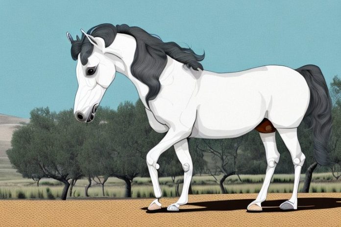 An andalusian horse in a rural setting in oudtshoorn