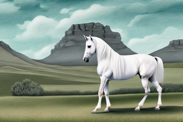An andalusian horse in a rural landscape in hermanus