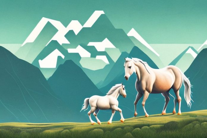 A fjord horse in a rural landscape