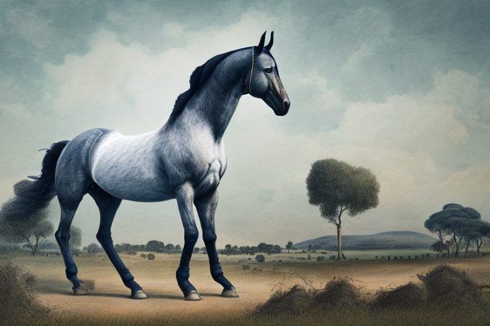 A belgian warmblood horse in a rural landscape in tongaat