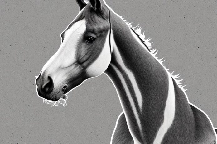 A belgian warmblood horse in a rural setting in parys