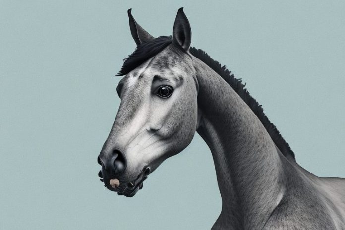 A belgian warmblood horse in a field in upington