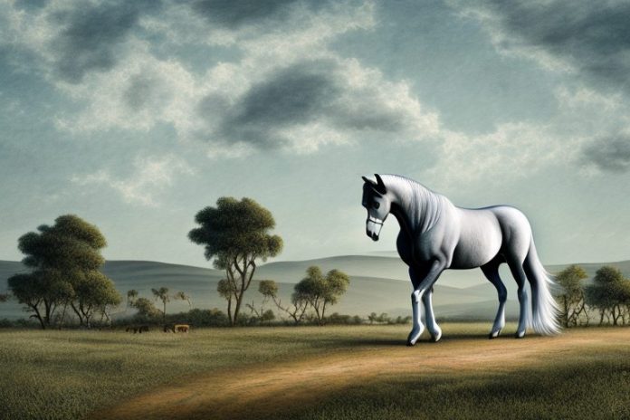A percheron horse in a rural landscape in kwa zulu natal
