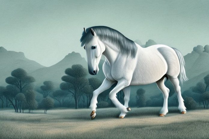 A percheron horse in a pinetown