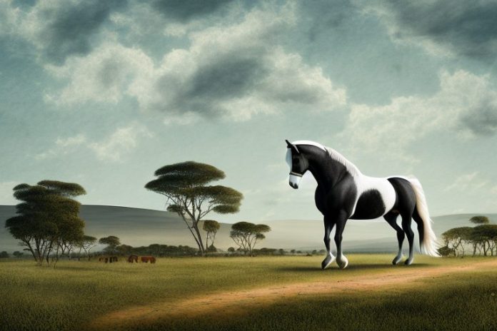 A percheron horse in a rural landscape in east london