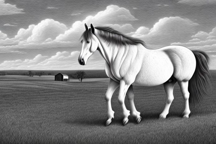 A percheron horse in a rural setting in bisho