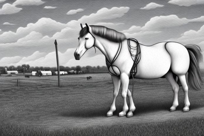 A percheron horse in a rural setting in bethlehem
