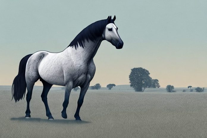 A percheron horse in a rural gauteng landscape