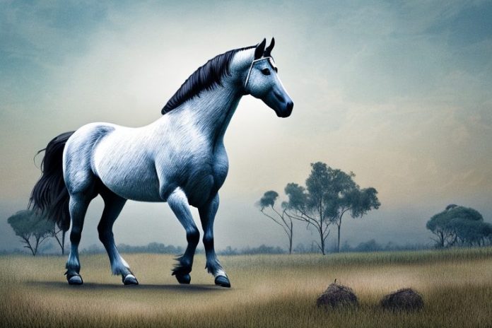 A majestic percheron horse in a rural setting in greater pretoria