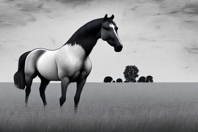 A percheron horse in a field in kempton park
