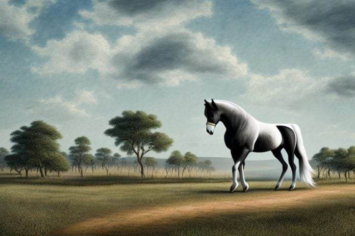 A percheron horse in a rural landscape in mokopane
