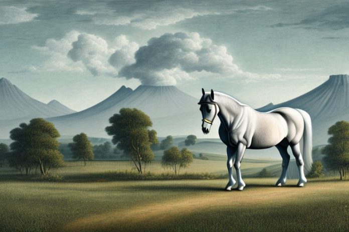 A percheron horse in a rural landscape in tzaneen