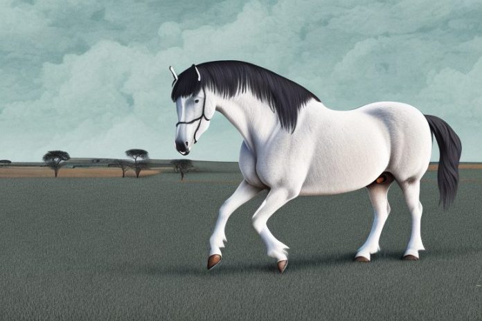 A percheron horse in a rural south african landscape