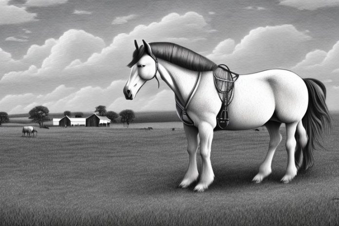 A percheron horse in a rural setting in modimolle