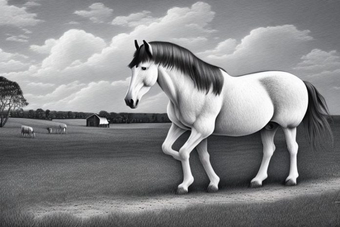 A percheron horse in a rural setting in louis trichardt