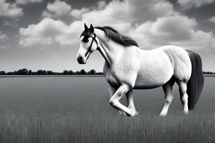 An american belgian draft horse in a field in ficksburg