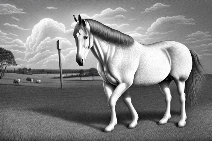 A percheron horse in a rural setting in barberton