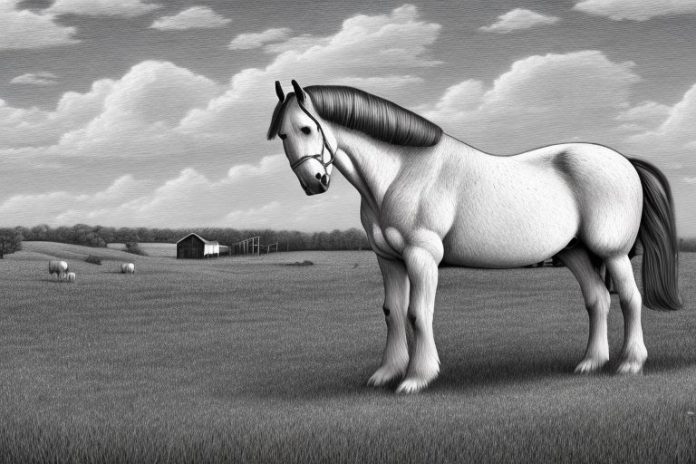 A percheron horse in a rural setting in hazyview