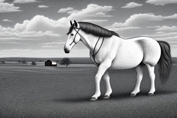 A percheron horse in a rural setting in kimberley
