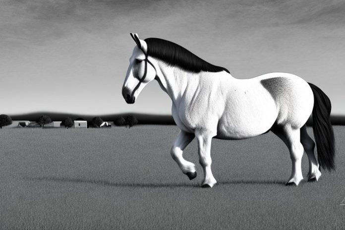 A percheron horse in a rural setting in springbok