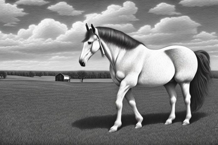 A percheron horse in a rural setting in warrenton