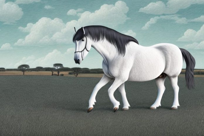 A percheron horse in a rural south african landscape
