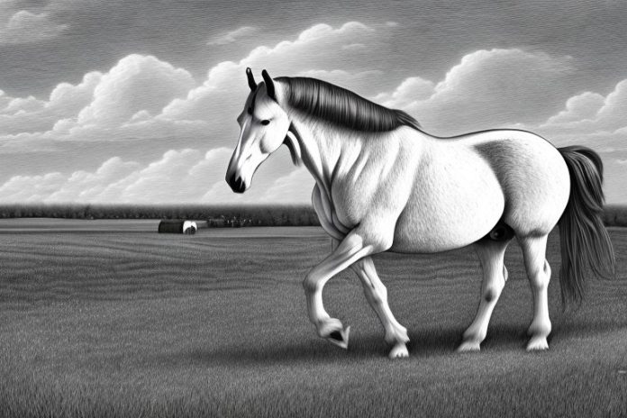 A percheron horse in a rural setting in stilfontein