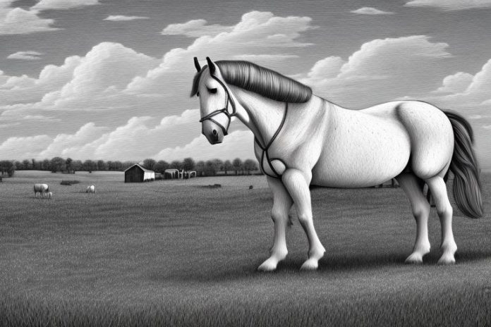 A percheron horse in a rural setting in lichtenburg