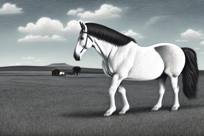 A percheron horse in a rural setting in the western cape of south africa