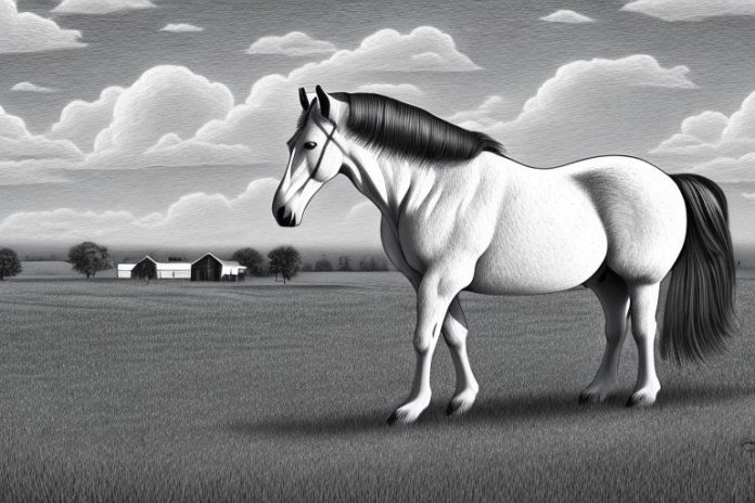 A percheron horse in a rural setting in george