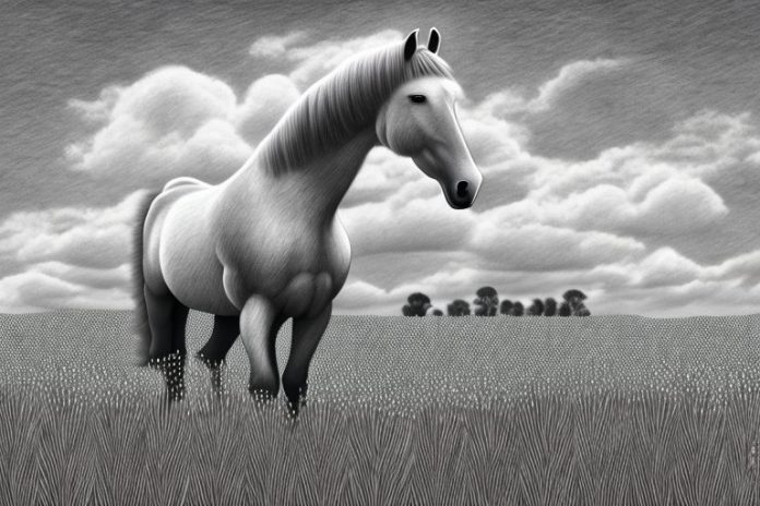 A percheron horse standing in a field in stellenbosch