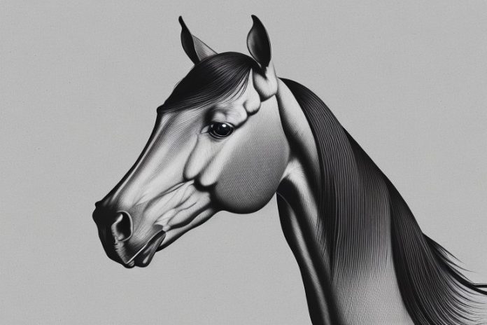 A hanoverian horse in a rural setting in newcastle