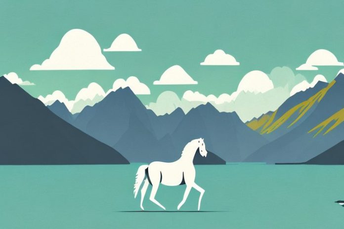 A fjord horse in a scenic landscape of queenstown
