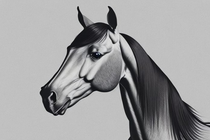 A hanoverian horse in a rural setting in east london