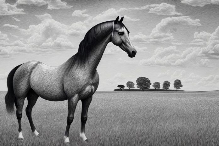 A hanoverian horse in a field in king william's town