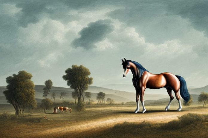 A hanoverian horse in a rural landscape in aliwal north