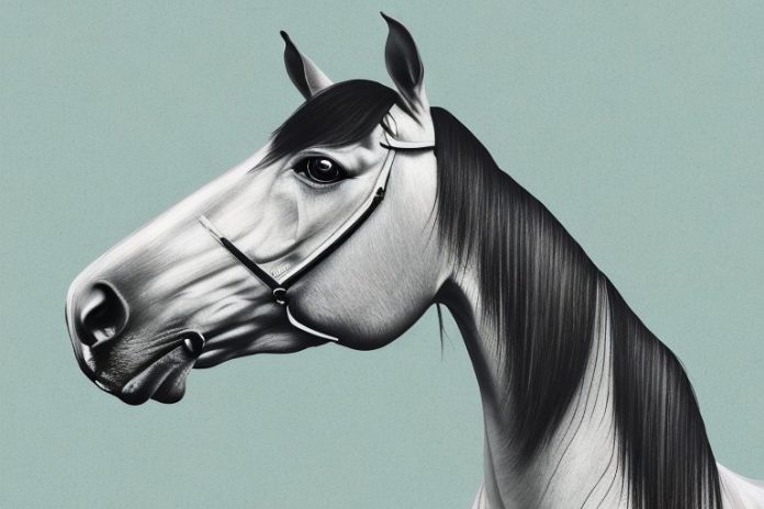 A hanoverian horse in a rural setting in jeffreys bay