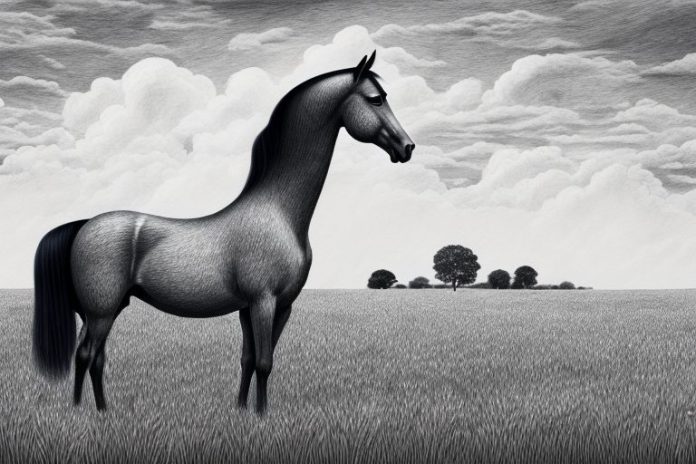 A hanoverian horse standing in a field in botshabelo