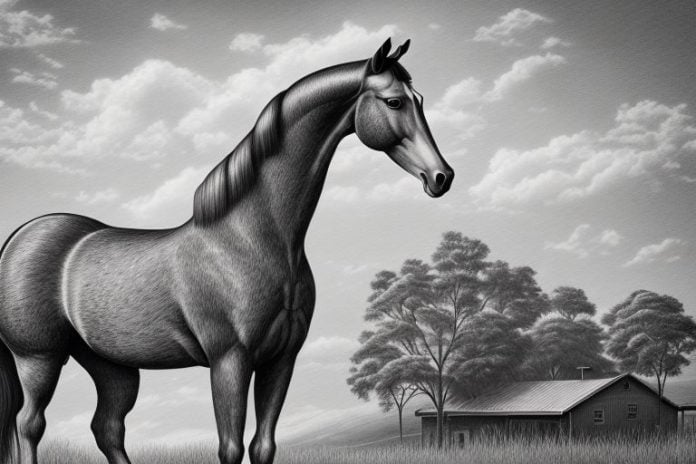 A hanoverian horse in a rural setting in bethlehem