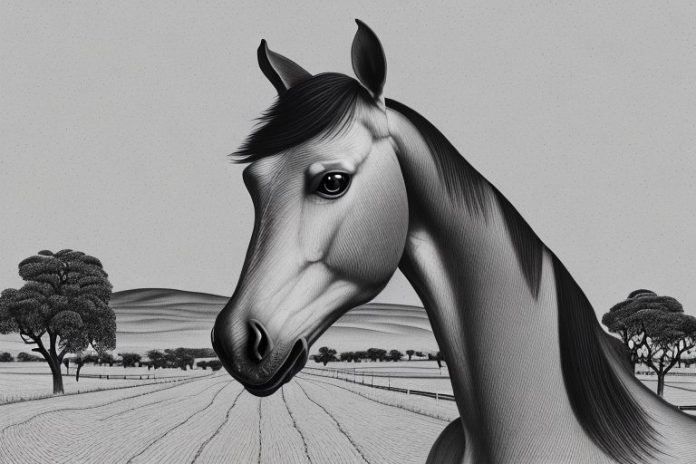 A hanoverian horse in a rural setting in south africa