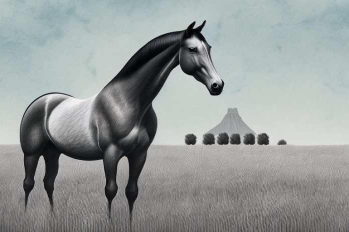 A hanoverian horse in a field in delmas
